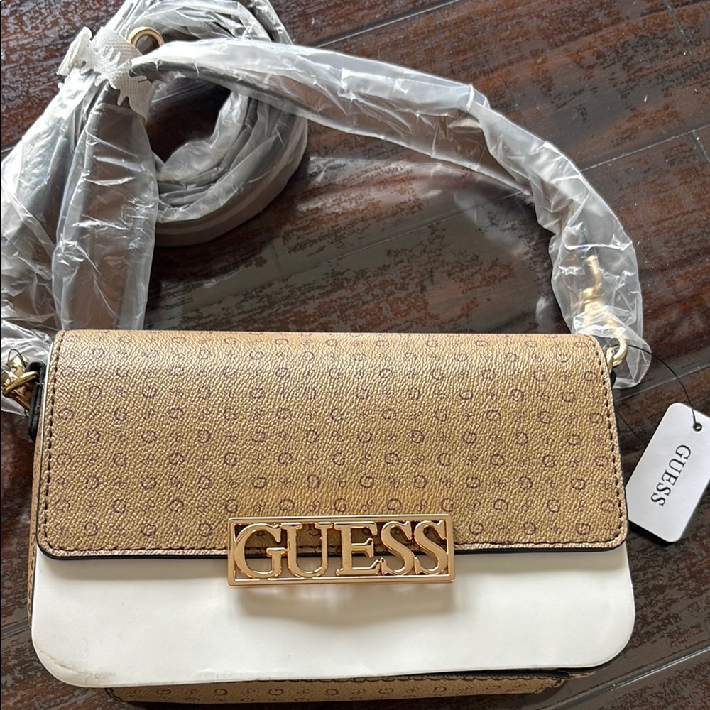 Guess Carboro Mini Crossbody Bag with Gold Hardware - Mocha